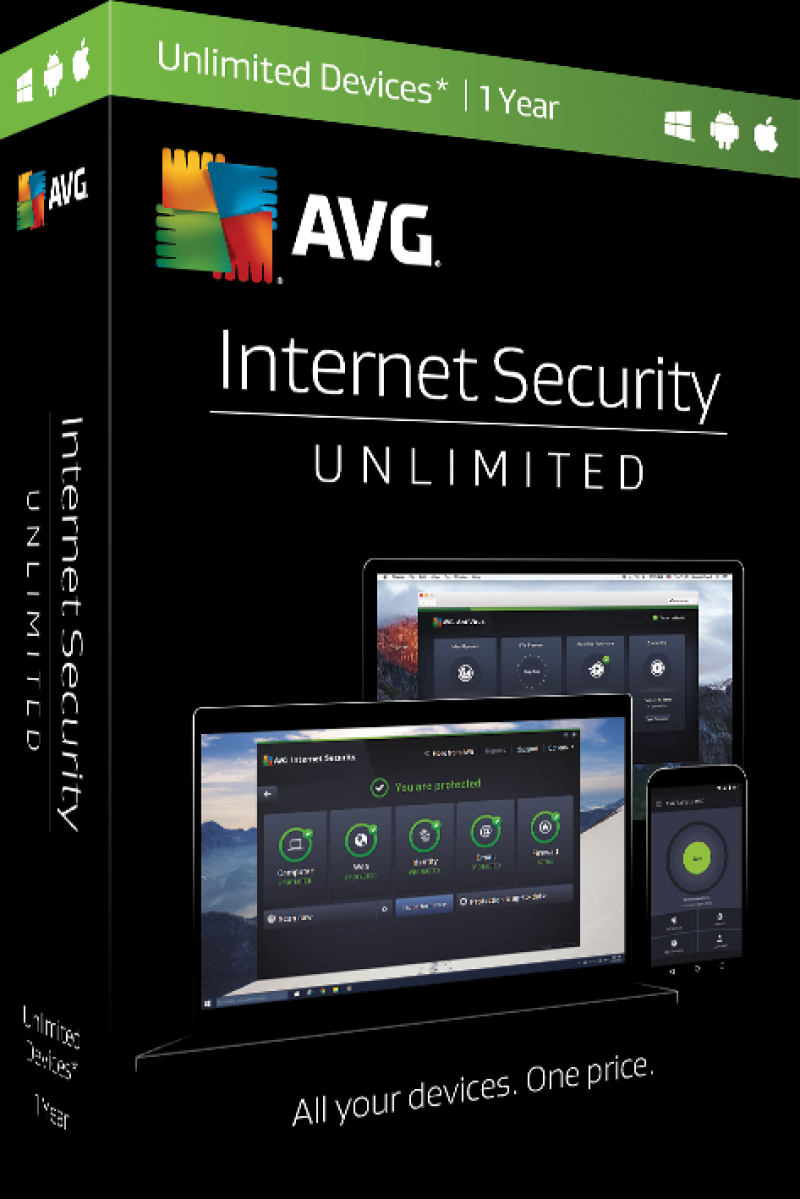 AVG Internet Security Unlimited Latest Version Protect Unlimited Devices 1 Year License